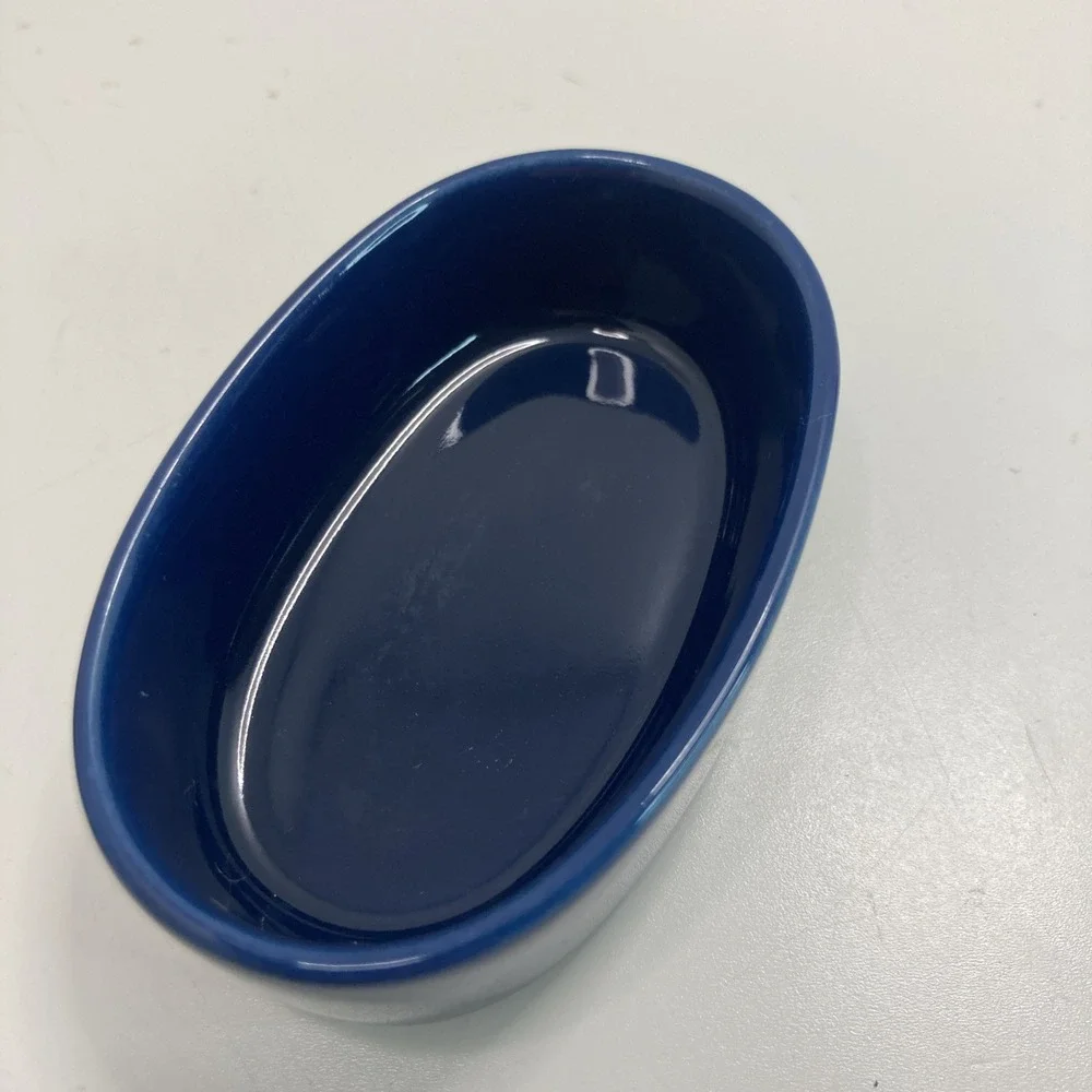 Vtg Otagiri Japan Nautilus Oval‎ Trinket Box Cobalt with Gold Accents Decor 3